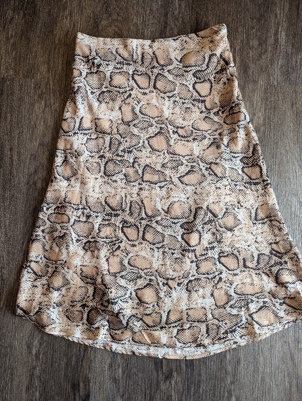 Catherine Malandrino Beige and Black Snake Print A-Line Skirt Size 2